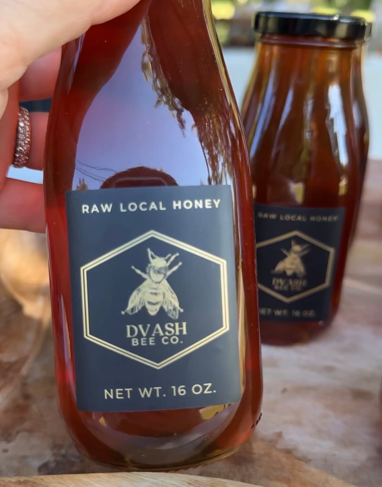 1 lb. Dvash Raw Local Honey Glass Jar
