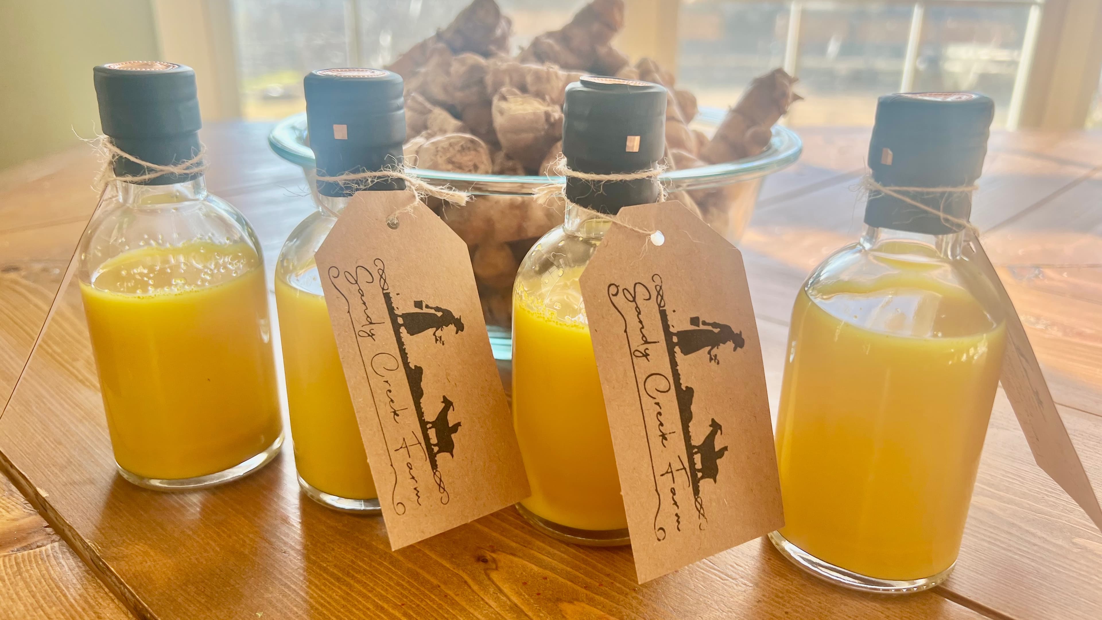 Organic cold pressed turmeric shots