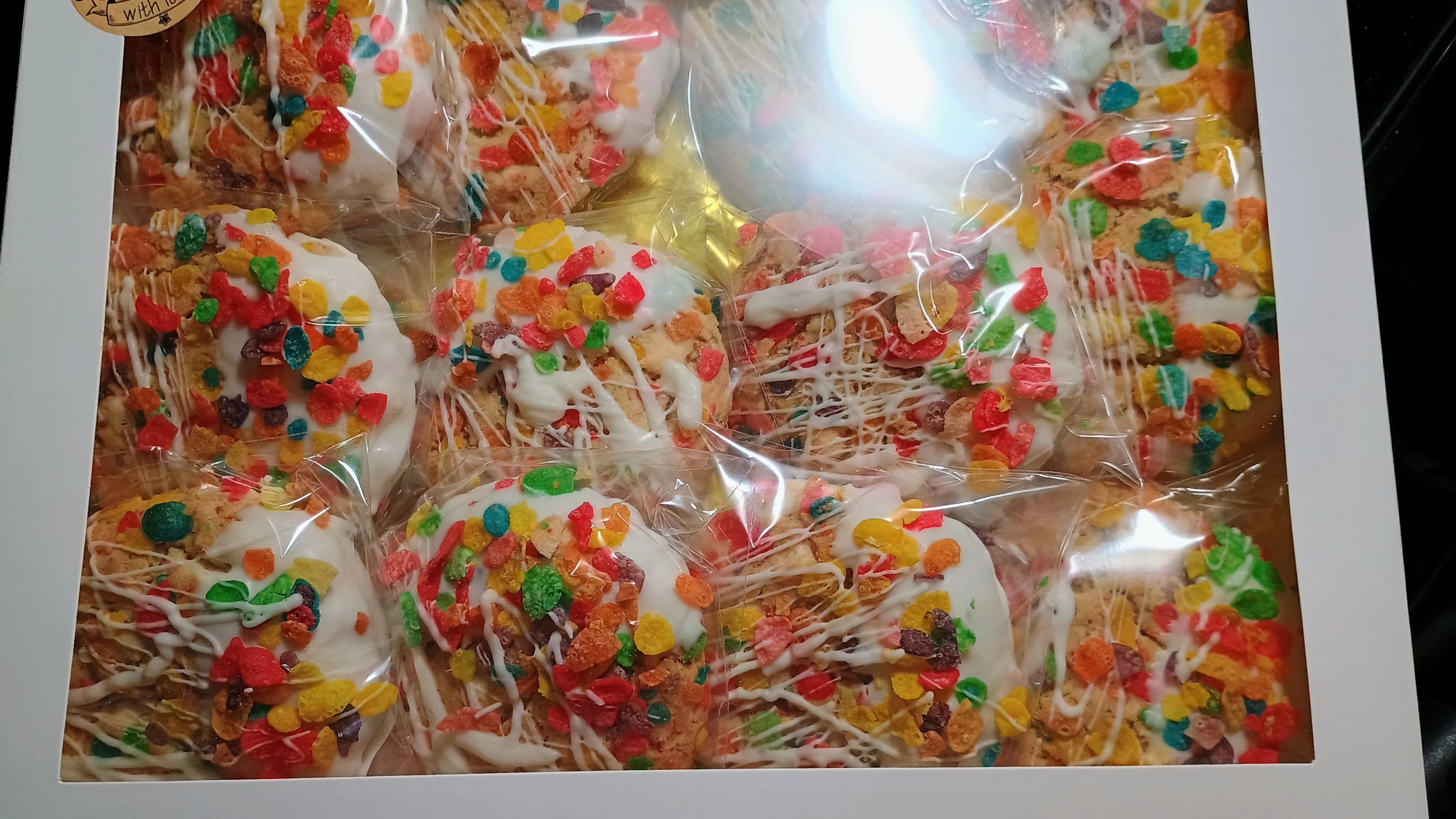 Fruity pebbles sourdough cookies